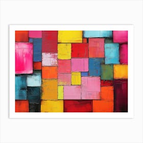 Abstract Rainbow Colour Palette Knife Oil Painting 2 Art Print