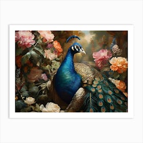 Peacock In The Garden Paintings Art Print Art Print