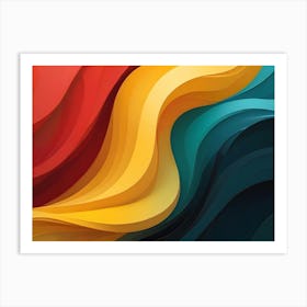 Abstract Background With Flowing Red, Yellow, And Blue Shapes, Creating A Dynamic And Colorful Composition Art Print