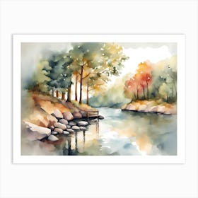 Watercolor Of A River 1 Art Print