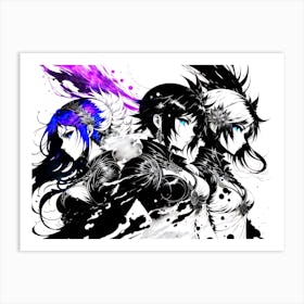 Three Anime Girls 2 Art Print