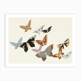 Butterflies In Flight Vintage Wall Art Art Print