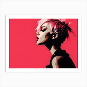 New Wave Girl With Pink Hair Art Print