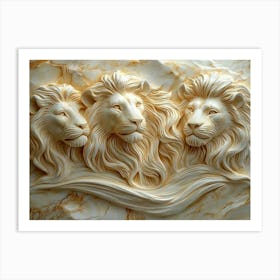 A Captivating 3d Stunning and Crafted Lions Art Print