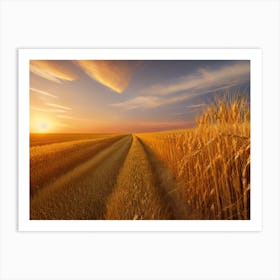 Sunset Over A Wheat Field 12 Art Print