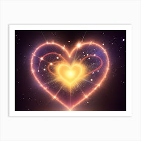 A Colorful Glowing Heart On A Dark Background Horizontal Composition 56 Art Print