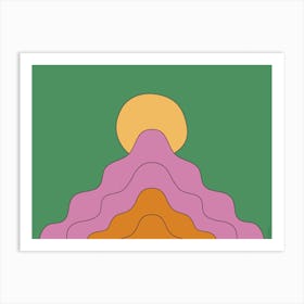 Open Your Mind Landscape Green And Pink Colourful Bold Playful Wavy Art Print