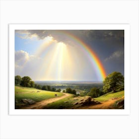 Rainbow Over A Valley Art Print