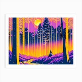 Forest At Night 1 Art Print