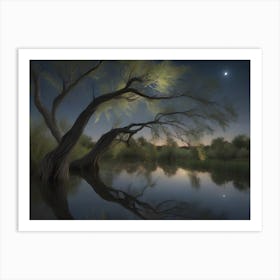 Tree In The Moonlight Nature Art Print