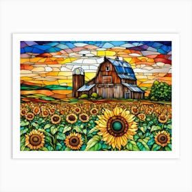 Sunflowers In The Field - Ai Art Print