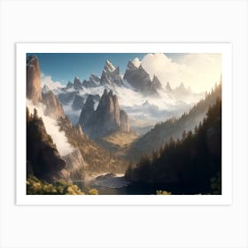 Picturesque Hilly Terrain Art Print