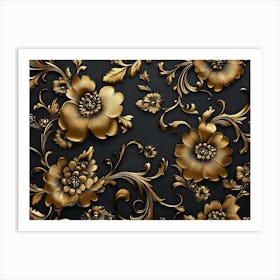 Golden Floral 1 Art Print