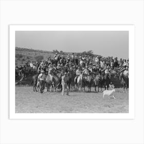 Untitled Photo, Possibly Related To Cowboys Driving Cows Down Rodeo Grounds, Bean Day, Wagon Mound Art Print