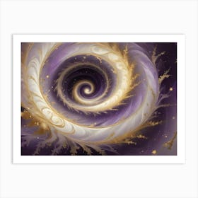 Abstract Image Of A Golden Spiral, Creating A Sense Of Depth And Movement Against A Purple Background Art Print