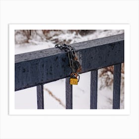 Lock On A Railing Art Print