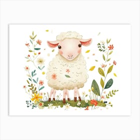 Little Floral Sheep 2 Art Print