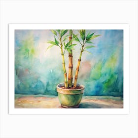 Bamboo Plant In A Pot Art Print