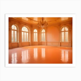 A Spacious, Empty Room With Large, Arched Windows, Decorated In A Classic, Elegant Style Art Print