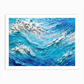 Abstract Turbulent Ocean Surface Turquoise And Blue Hues Dominating Intermingled With White Foam A Art Print