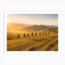 Sunset Mountain Bikers Art Print