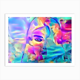 Pinkish Blue Portrait Art Print