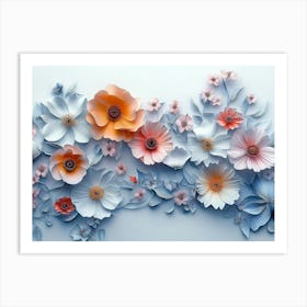 3d Artwork Featuring A Lush Array Of Flowers Set Art Print