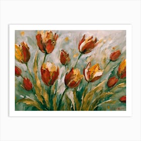 Red And White Parrot Tulips Flowers Art Print