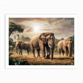 Elephants In The Jungle Art Print