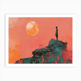 Man On Top Of The Mountain Art Print