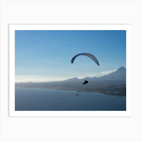 Paragliding over the blue Mediterranean Art Print