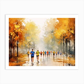 Runners In The Rain Art Print