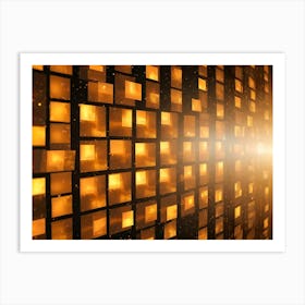 A Wall Of Small, Glowing Squares, Creating A Grid Like Pattern Art Print