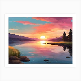 Sunset By The Lake 2 Art Print