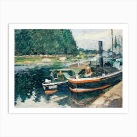 Barges At Pontoise (1876), Camille Pissarro Art Print