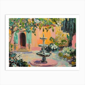 Fountain In The Garden Art Print