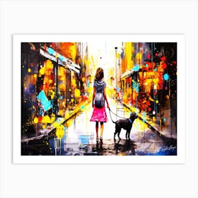 A Girl And Her Dog - Girls Best Friend Art Print