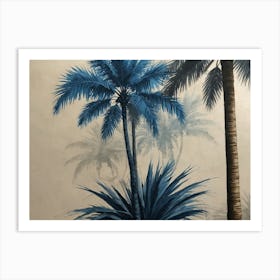 Blue Palm Trees Art Print