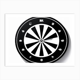 A White Logotype Centered On A Black Dartboard Depicting A Game Of Bullseye Symbolizing Achievement (4) Art Print