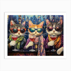 Cats At The Rooftop Bar 8 Art Print