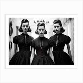 Three Women In Black Dresses Art Print