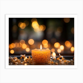 A Candle With A Softly Flickering Flame Art Print