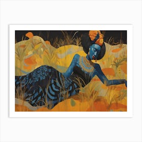 Woman Laying In The Grass Art Print