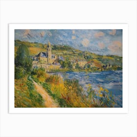 Winter Lakeview Tranquility Painting Inspired By Paul Cezanne Art Print