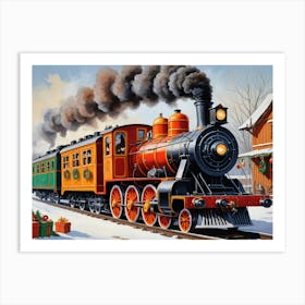 Beautiful Vintage Christmas Train Art Print