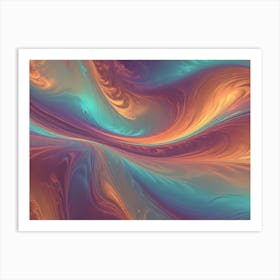 Abstract Image Of Swirling, Iridescent Colors In Shades Of Blue, Teal, Purple, Orange, And Yellow 11 Art Print