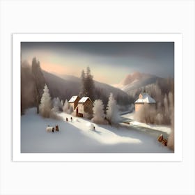 Winter Village 4 Art Print