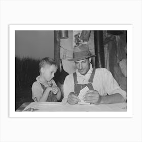 Day Laborer With Son Playing Penny Ante Poker, He Is A Worker In The Cane Fields Near New Iberia, Louisiana By Russell Art Print