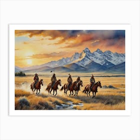 Sioux Indians On Horseback Art Print