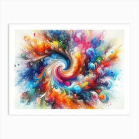 Watercolor Brush Strokes In Multi Color 1 Art Print